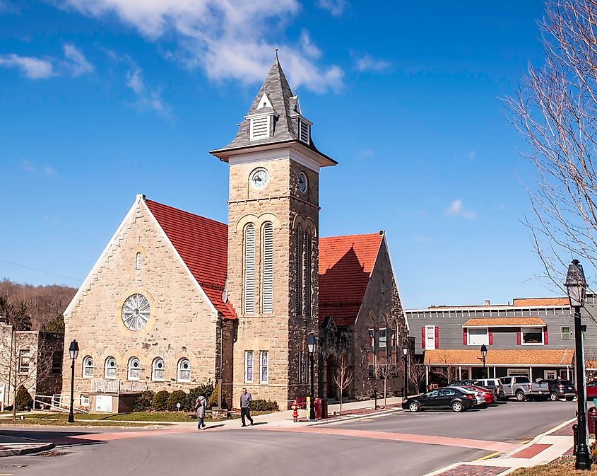 The Heritage United Methodist Church located in the town diamond of Ligonier, Pennsylvania