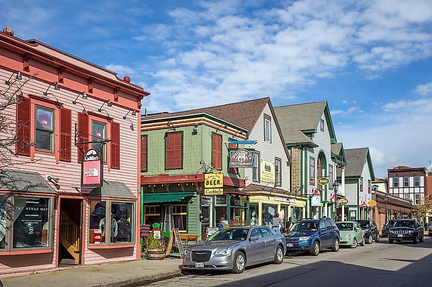 Bar Harbor architecture in downtown near Frenchman Bay in Maine, via f11photo / Shutterstock.com