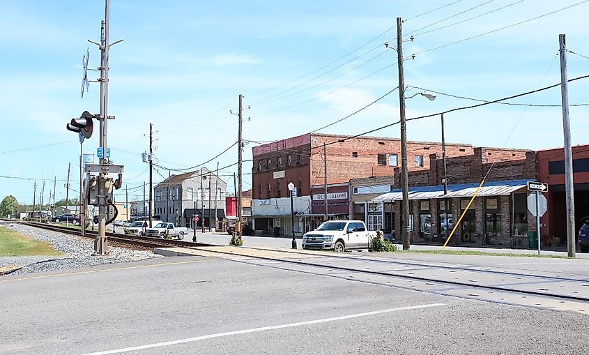 A view of buildings in Minden, Louisiana.