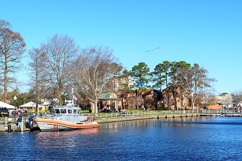The waterfront at Elizabeth City, North Carolina.
