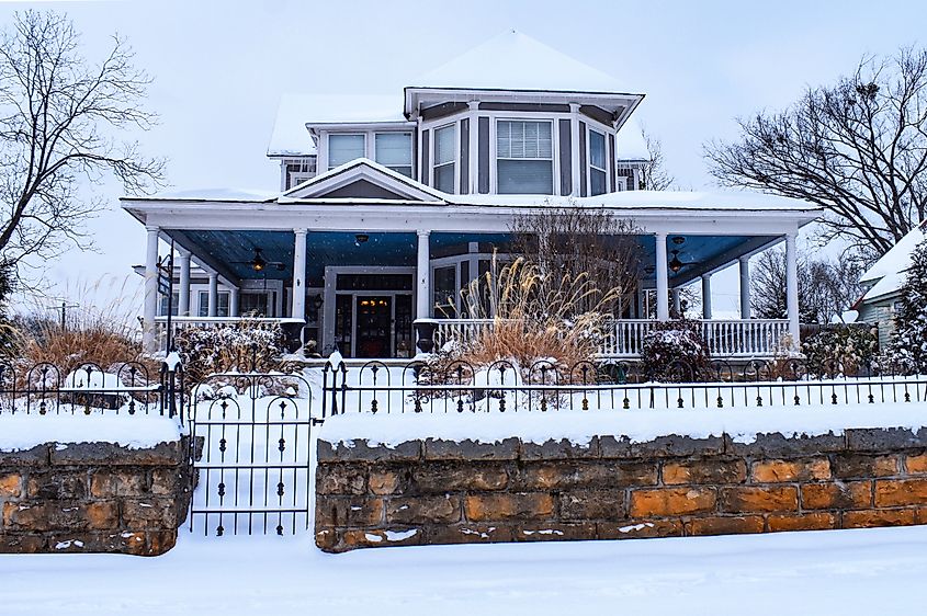 Historic home on Main Street Batesville, Arkansas in winter.